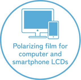 Polarizing film for computer and smartphone LCDs